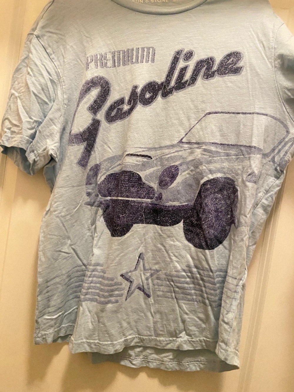 Blue car t-shirt.
